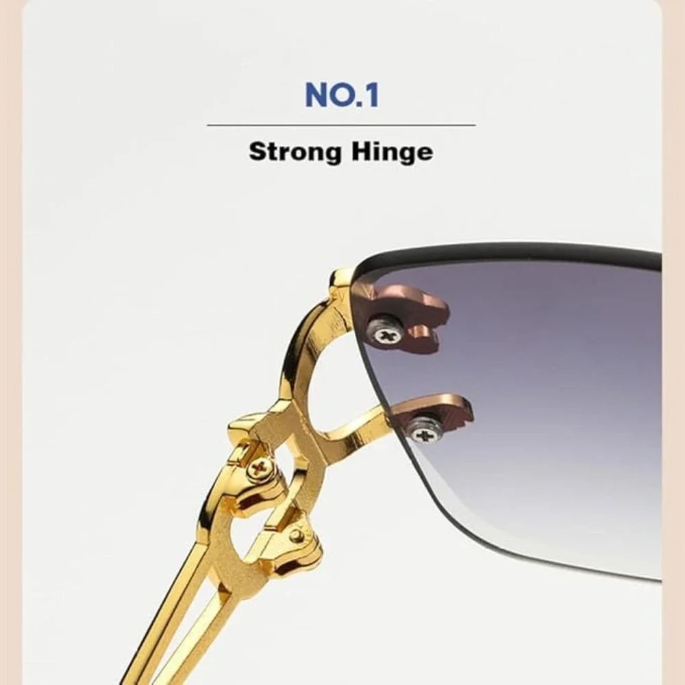 Rimless Sunglasses Gold Frame Gradient Lens Cat‎ Detail Designer Fashion Lentes